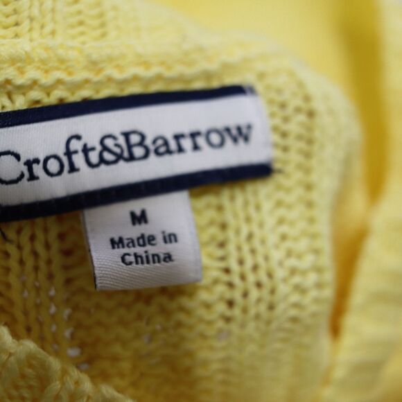 Croft & Barrow VTG Bright Cheerful Yellow Cable Knit Vneck Sweater Button Detail - Picture 7 of 13
